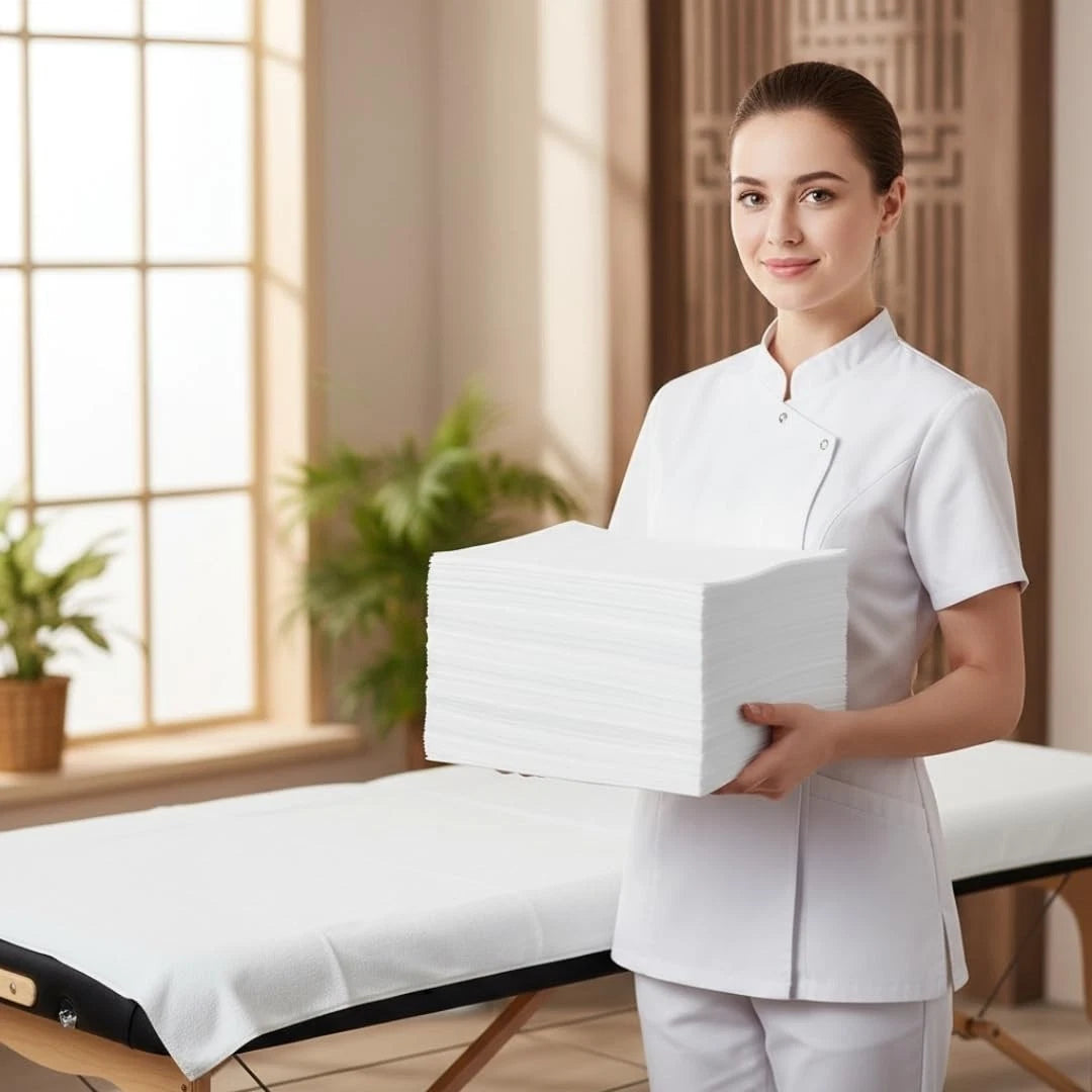 50-Count Disposable Waterproof Table Covers for Spa, Massage & Medical Use - LAST CHANCE